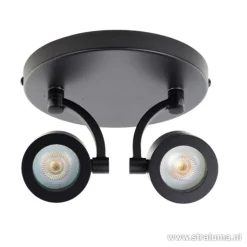 Moderne plafondspot mat zwart 2-lichts