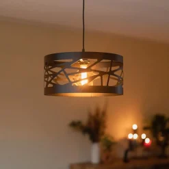 Moderne ronde hanglamp zwart metaal