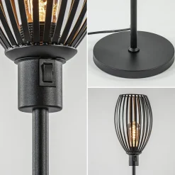 Moderne staande lamp met draad kap mat zwart