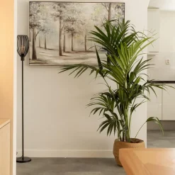 Moderne staande lamp met draad kap mat zwart