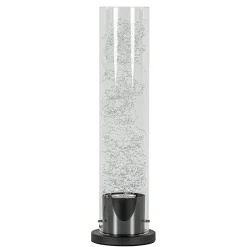 Moderne tafellamp cilinder helder glas met zwart en zilver