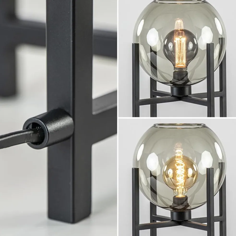 Moderne tafellamp frame met smoke glazen bol