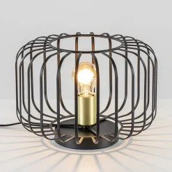 Moderne tafellamp zwart met brons