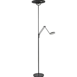 Moderne uplighter mat zwart met verstelbare leesarm