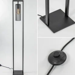 Moderne vloerlamp mat zwart metaal