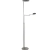 Moderne vloerlamp uplighter staal met smoke glas