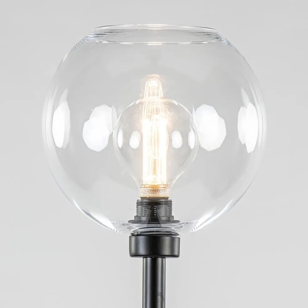 Moderne vloerlamp zwart met helder glazen kap