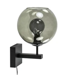 Moderne wandlamp met smoke glazen bol incl. snoer