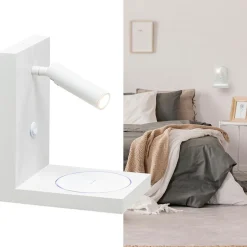 Moderne wandlamp wit inclusief LED en fast charger