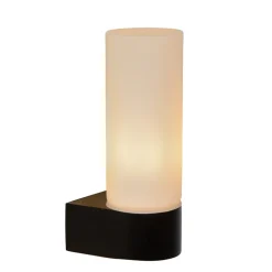 Moderne wandlamp zwart met opaal glas IP44