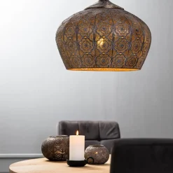 Oosterse hanglamp Emine goud/bruin