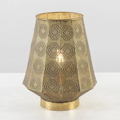 Oosterse tafellamp lantaarn metaal goud