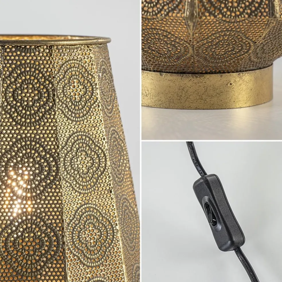 Oosterse tafellamp lantaarn metaal goud