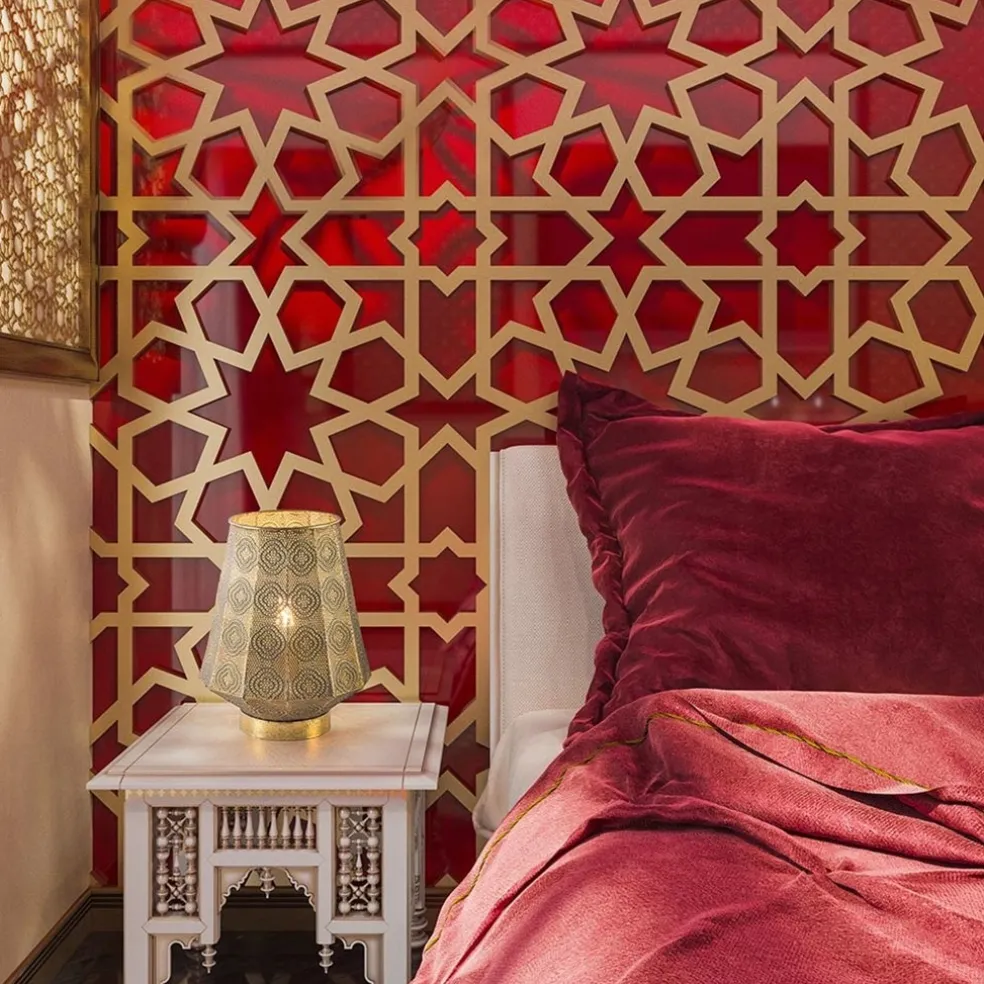 Oosterse tafellamp lantaarn metaal goud