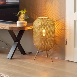 Oosterse vloer/tafellamp op pootjes goud