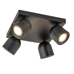 Opbouwspot 4-lichts vierkant zwart GU10