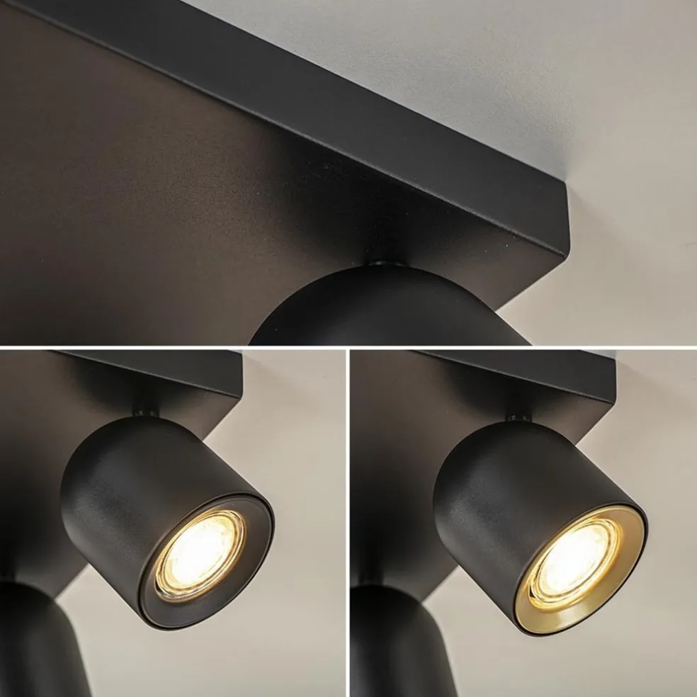 Opbouwspot 4-lichts vierkant zwart GU10