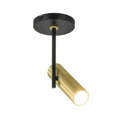 Opbouwspot 1-lichts zwart/brass GU10 mini