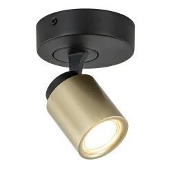 Opbouwspot 1-lichts zwart/goud GU10