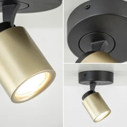 Opbouwspot 1-lichts zwart/goud GU10