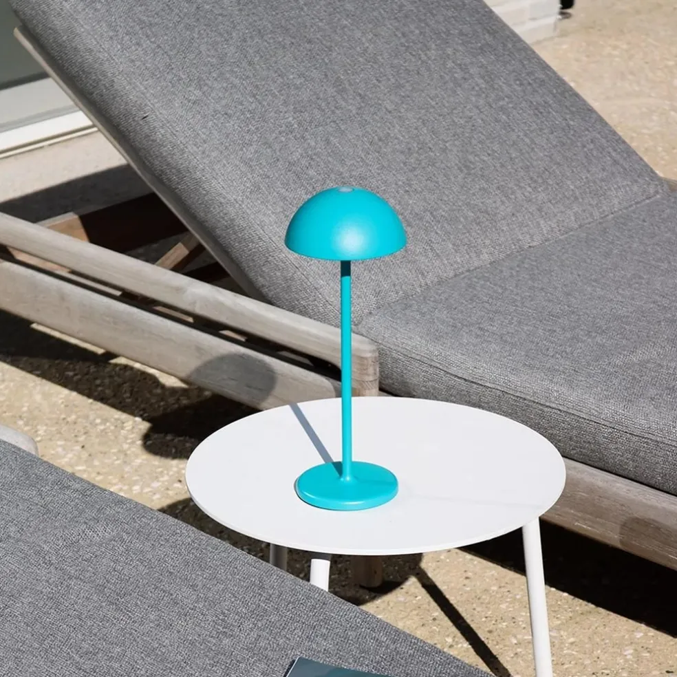 Oplaadbare LED buitenlamp op batterij turquoise
