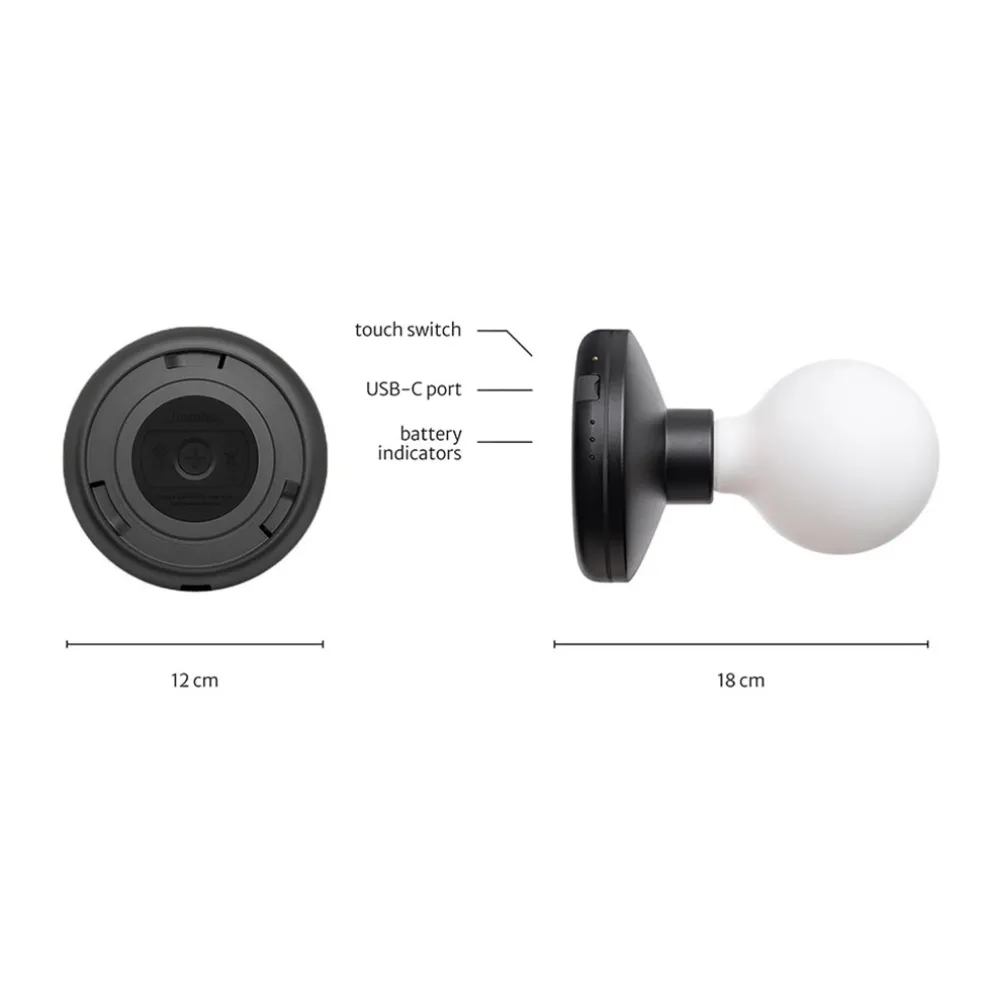 Oplaadbare wandlamp zwart incl frosted lichtbron