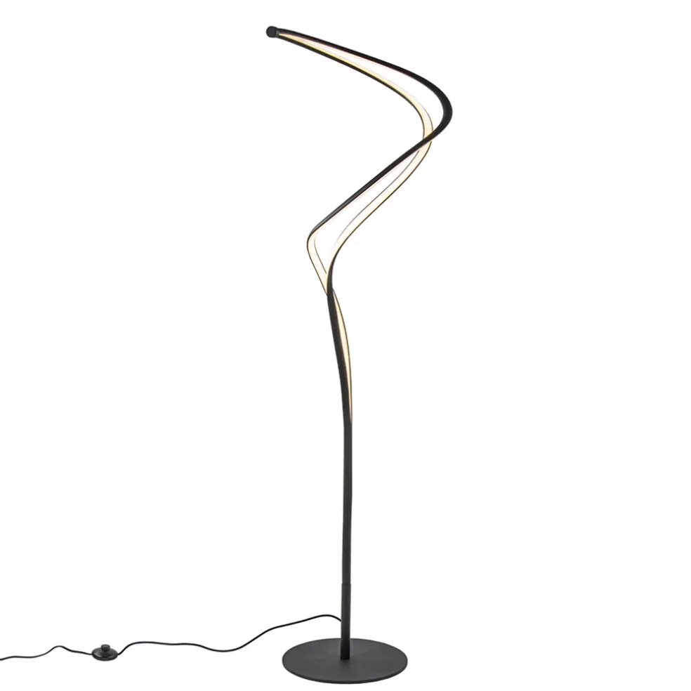 Organische vloerlamp zwart met dimbaar LED