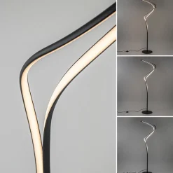 Organische vloerlamp zwart met dimbaar LED