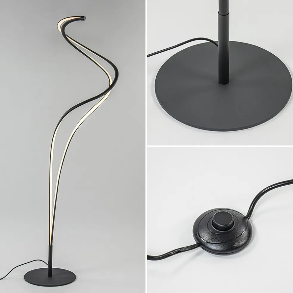 Organische vloerlamp zwart met dimbaar LED