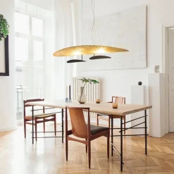 Ovale design LED hanglamp goldleaf met zwart