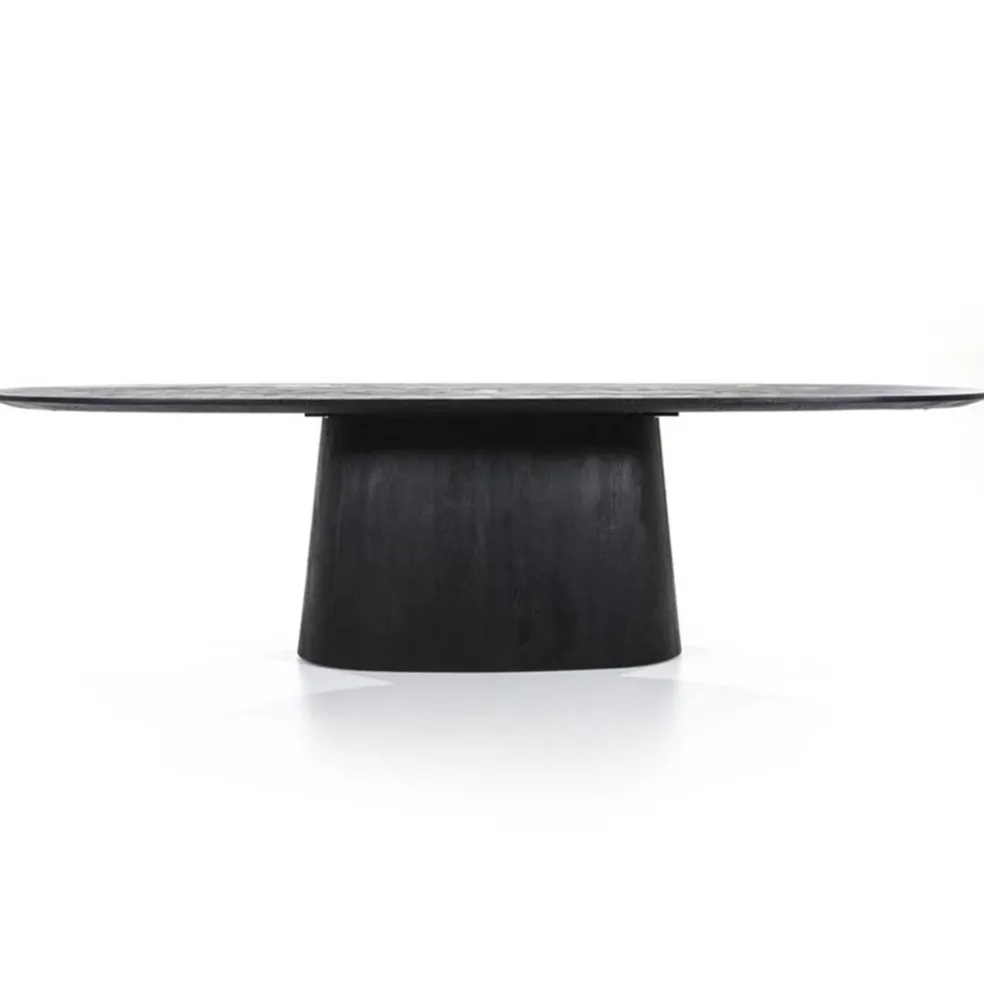 Ovale eettafel Aron 300x110 cm zwart mangohout