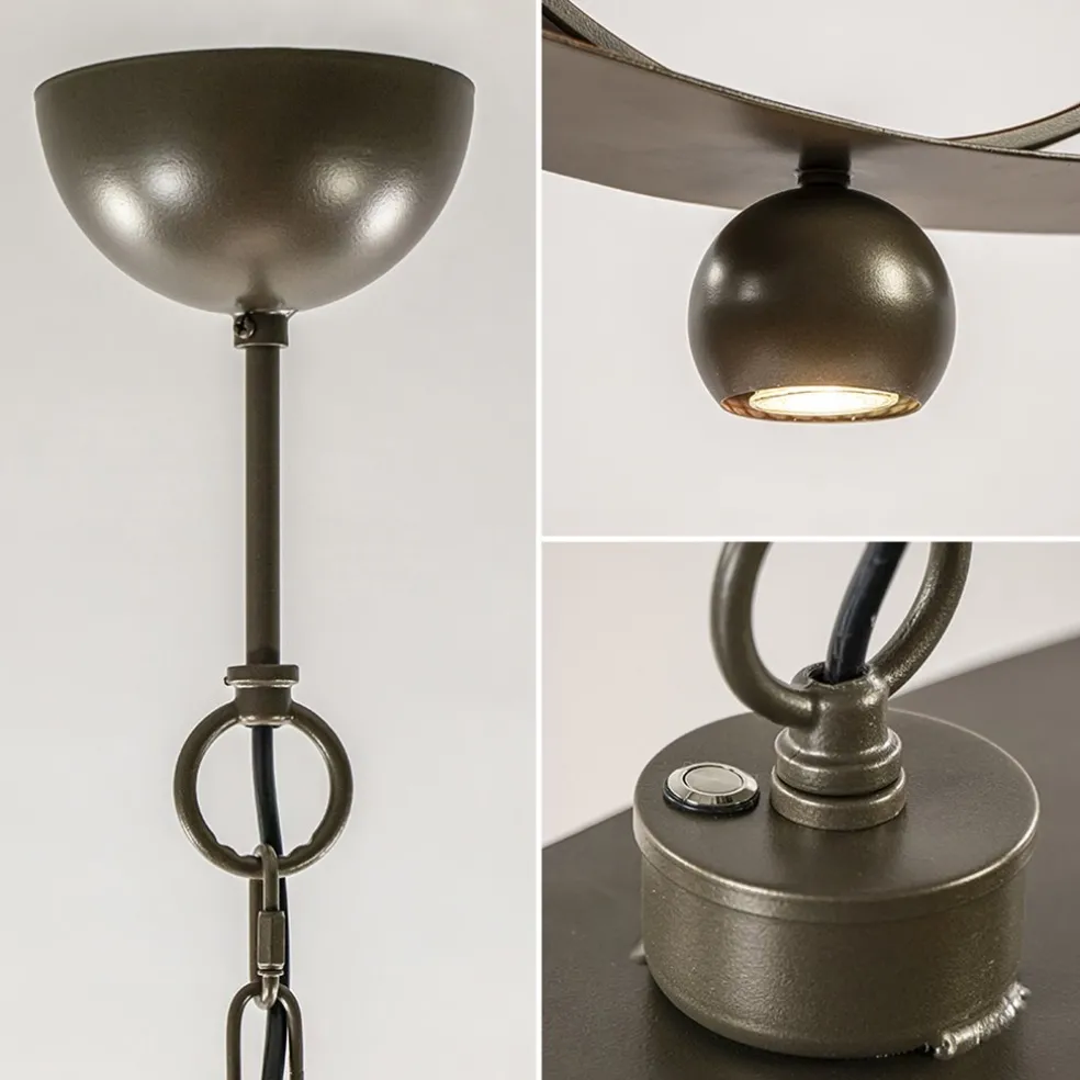 Ovale hanglamp brons metaal E27 + GU10