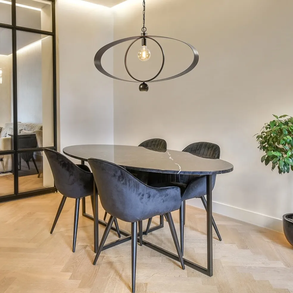 Ovale hanglamp brons metaal E27 + GU10