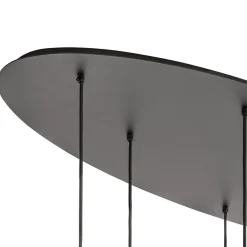 Ovale 8-lichts hanglamp tubes zwart metaal