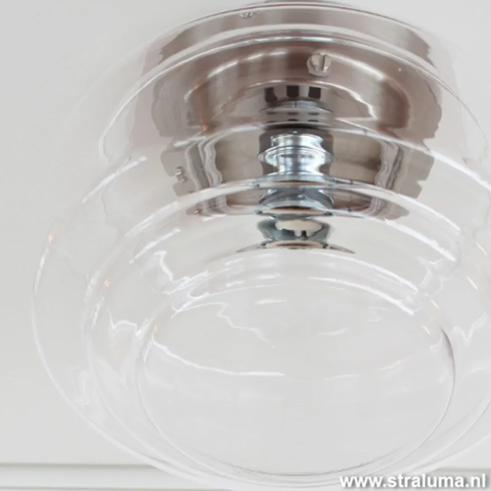 Plafondlamp Art Deco helder glas