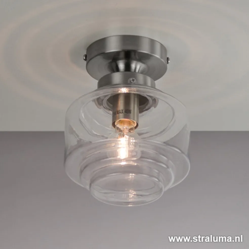 Plafondlamp Art Deco klein helder glas