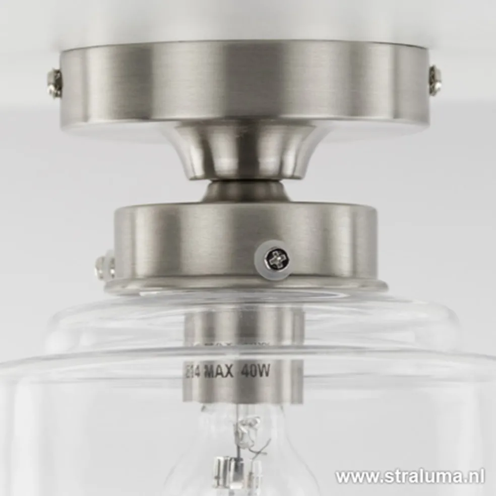 Plafondlamp Art Deco klein helder glas