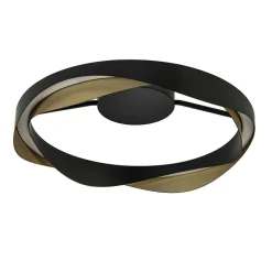 Plafondlamp Ascoli ring zwart/matgoud