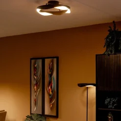 Plafondlamp Ascoli ring zwart/matgoud