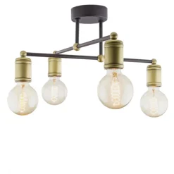 *Plafondlamp basic 4L e27 zwart/brons