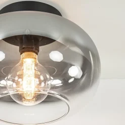 Plafondlamp Bellini zwart/smoke gradient glas