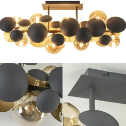 Plafondlamp Bubble 8l 76cm amber/grijs