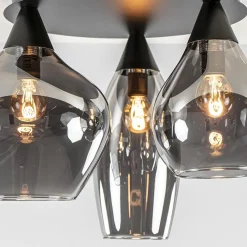 Plafondlamp Cambio 3L zwart + smoke glas