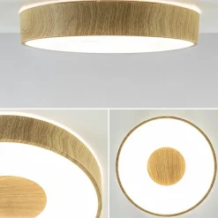 Plafondlamp Coin 38 hout + remote CCT