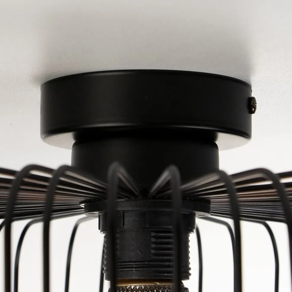 Plafondlamp draad cilinder zwart 28cm