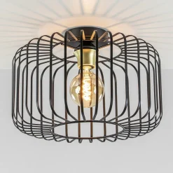 Plafondlamp draad cilinder zwart/brons