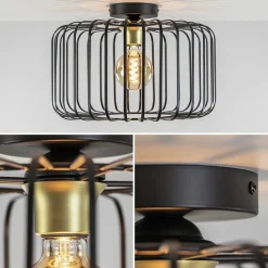 Plafondlamp draad cilinder zwart/brons