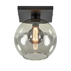 Plafondlamp Globe 25 vierkant zwart/smoke