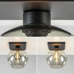 Plafondlamp Globe 25 vierkant zwart/smoke