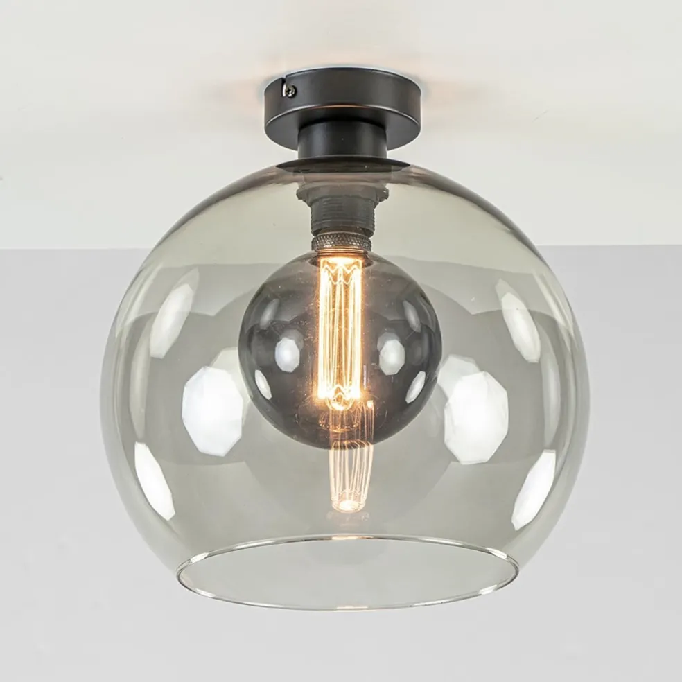 Plafondlamp globe smoke glas 30cm